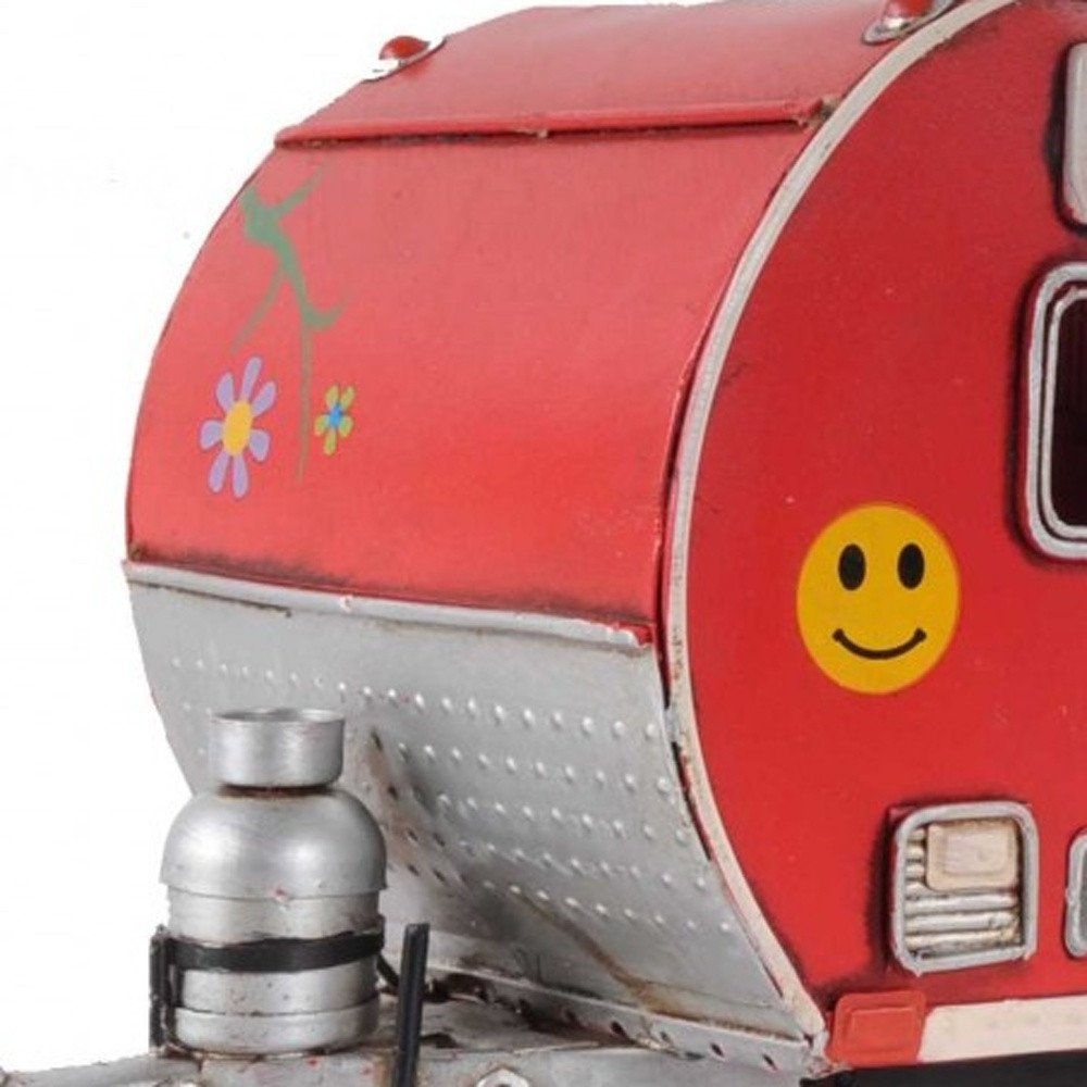 Red Camper Trailer Model Tissue Holder close-up detail