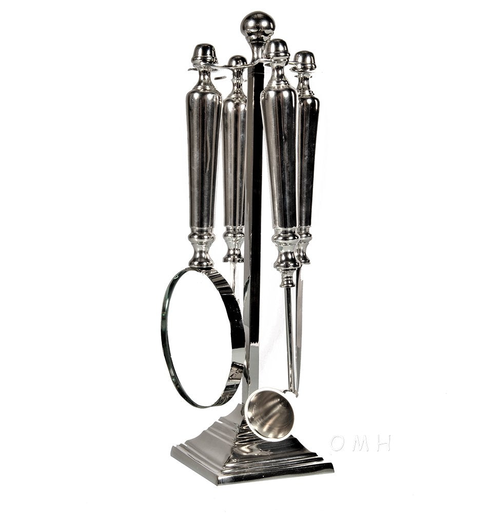 Magnifying Glass Letter Opener Bottle Opener And Candle Snuffer Set