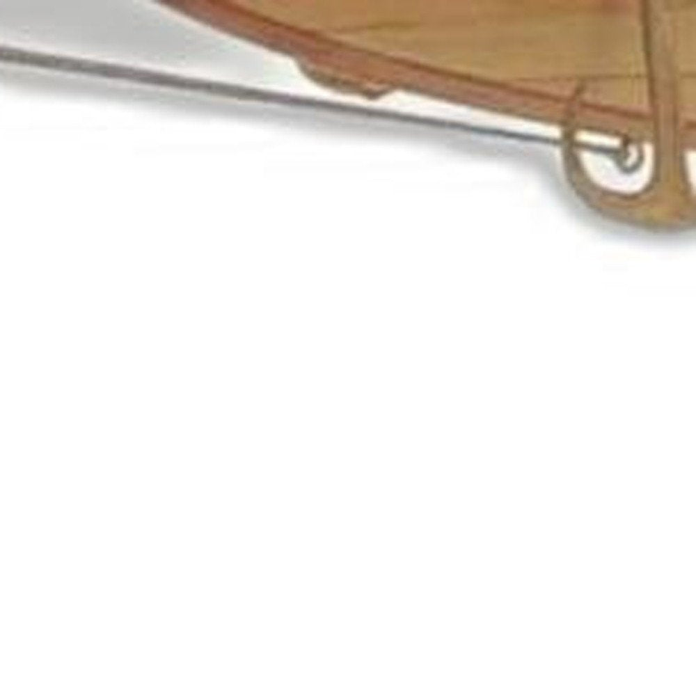 24" Brown Solid Wood Hand Painted Model Boat. Home product isolated on a plain white background, showing a brown wood surface.
