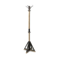 75" Black And Brown Solid Wood And Steel Twelve Hook Freestanding Coat Rack on a white background