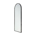 70" Black Metal Arch Framed Full Length Hanging Mirror on a white background