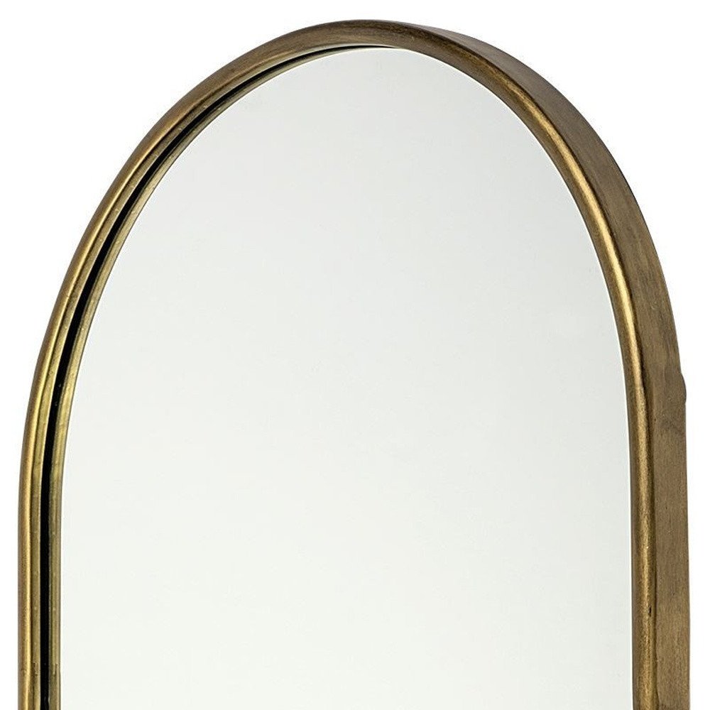 Gold Oval Accent Metal Mirror on a white background