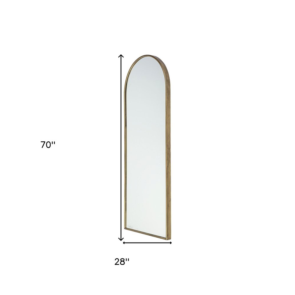 70" Gold Arch Metal Framed Accent Mirror on a white background