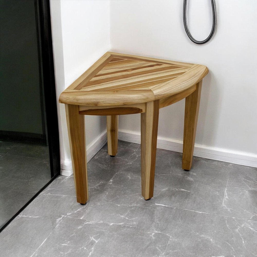 23" Natural Teak Corner Shower Bench.