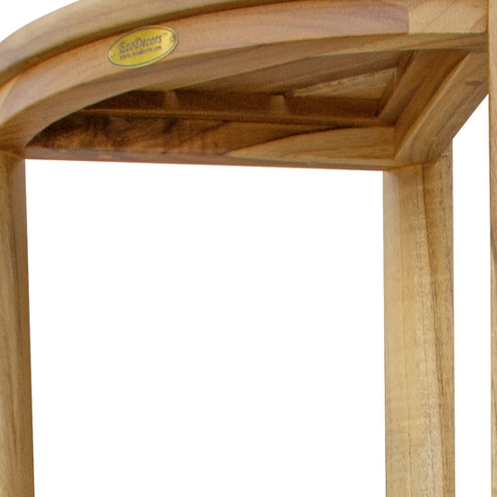 38" Natural Solid Teak Wood Freestanding Corner Shelving Unit