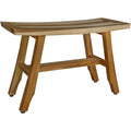 28" Natural Teak Rectangular Shower Bench. Shower bench isolated on a plain white background, in a tan teak finish.