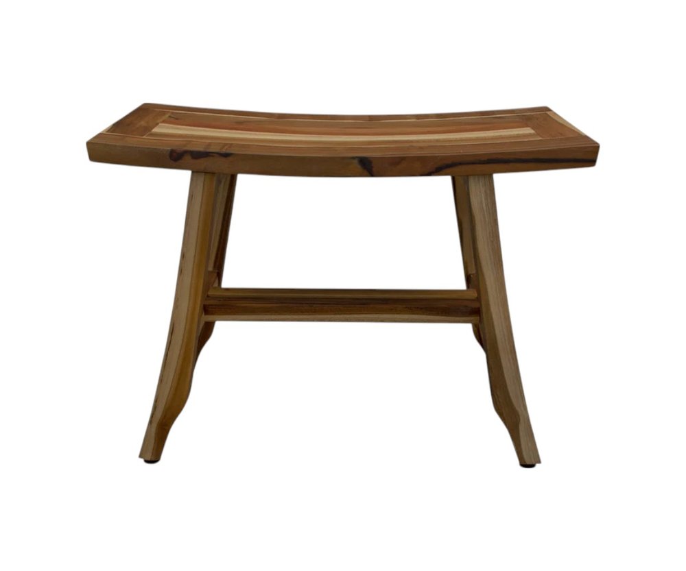 24" Brown Teak Rectangular Shower Bench. Shower bench isolated on a plain white background, in a brown teak finish.