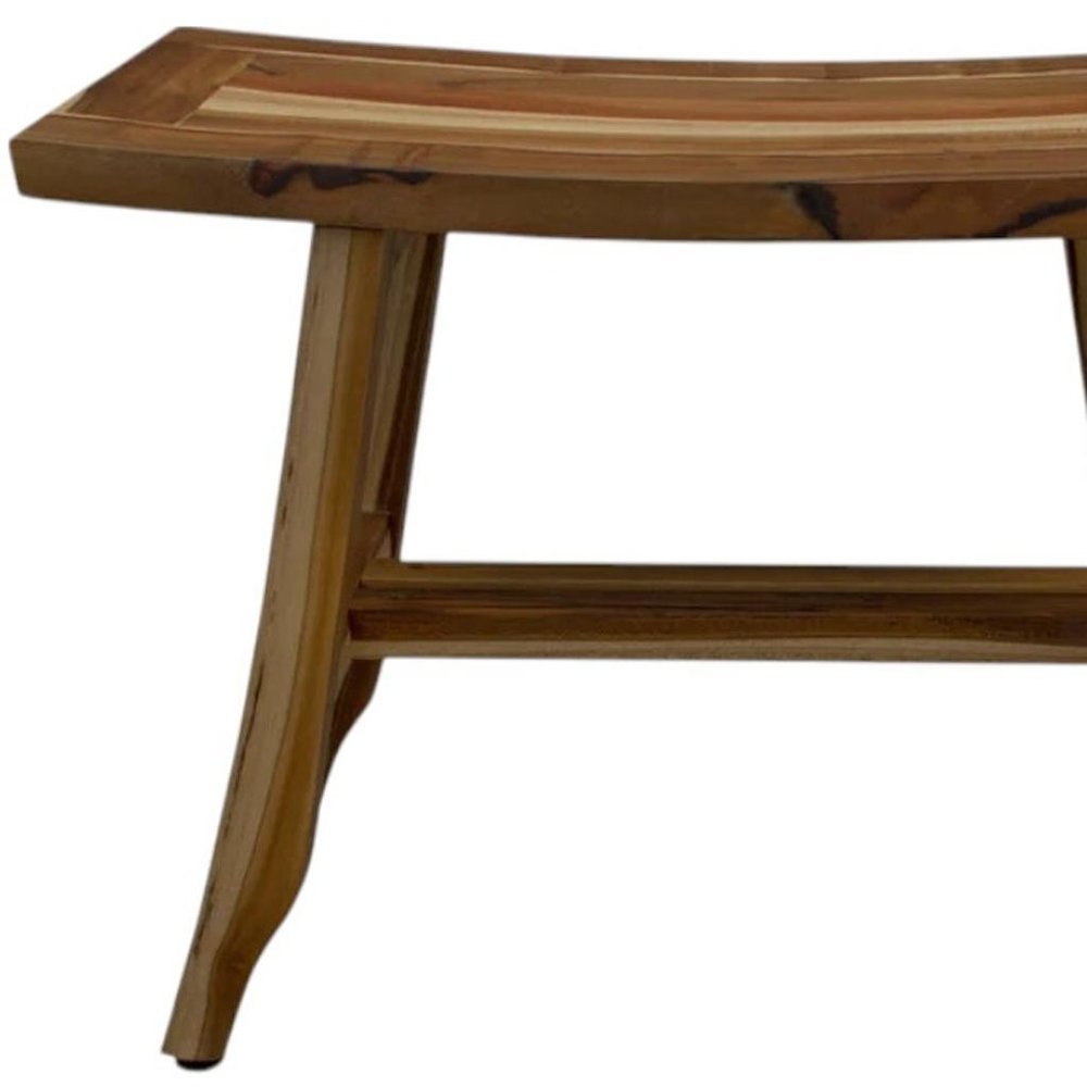 24" Brown Teak Rectangular Shower Bench. Shower bench isolated on a plain white background, showing a brown teak surface.