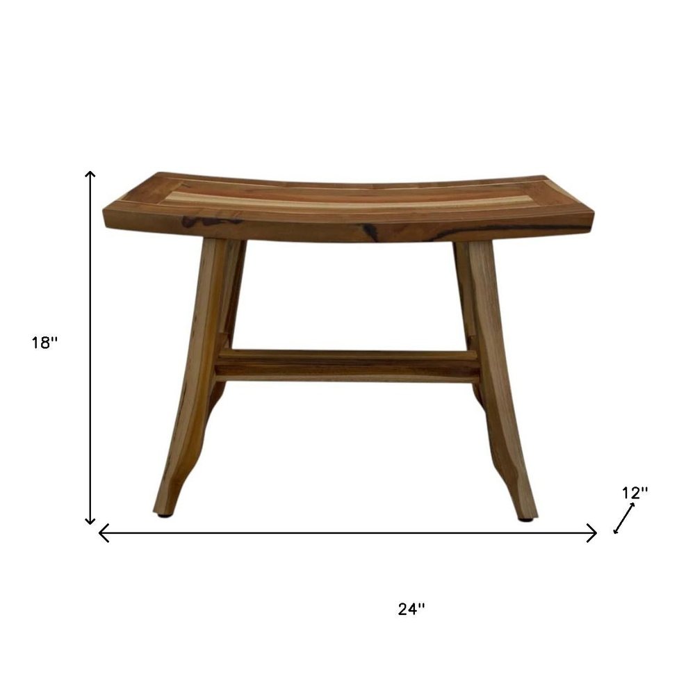 24" Brown Teak Rectangular Shower Bench. Shower bench isolated on a plain white background, in a brown teak finish.