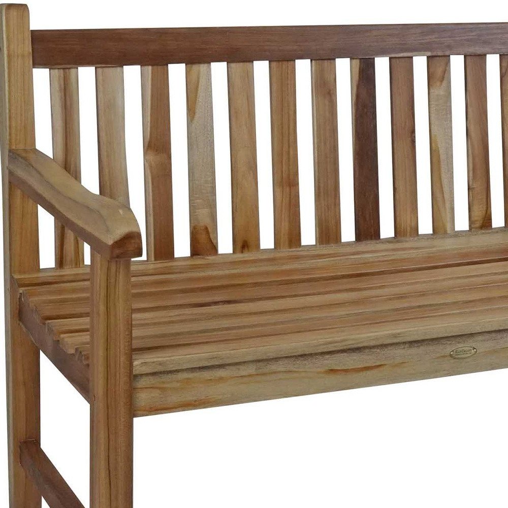 26" Natural Teak Solid Wood Garden Bench. Outdoor benche in tan wood.
