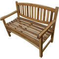 26" Natural Teak Solid Wood Garden Bench. Outdoor benche isolated on a plain white background, finished in tan wood.
