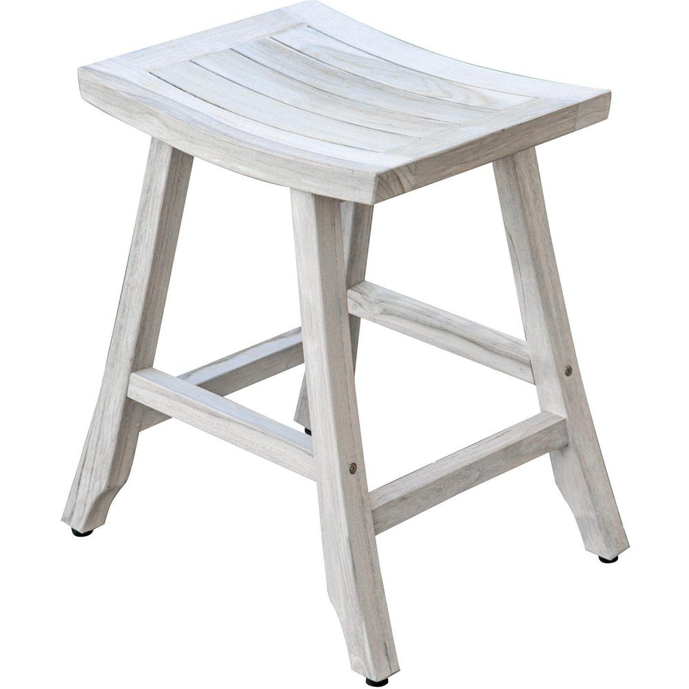 24" X 20" White Teak Square Shower Bench