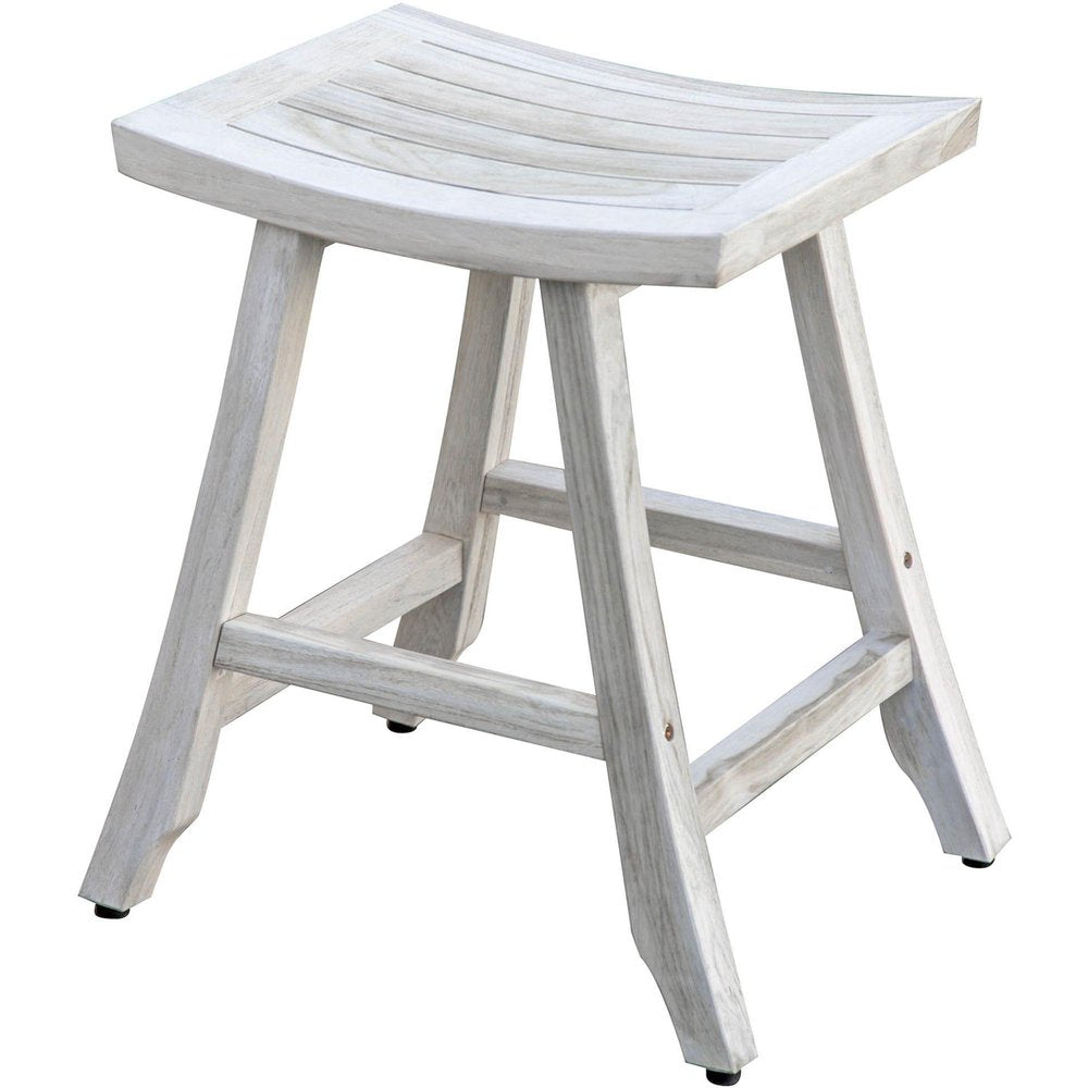 24" X 20" White Teak Square Shower Bench