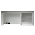 White Wood Computer Hutch With Shelf And Drawer on a white background