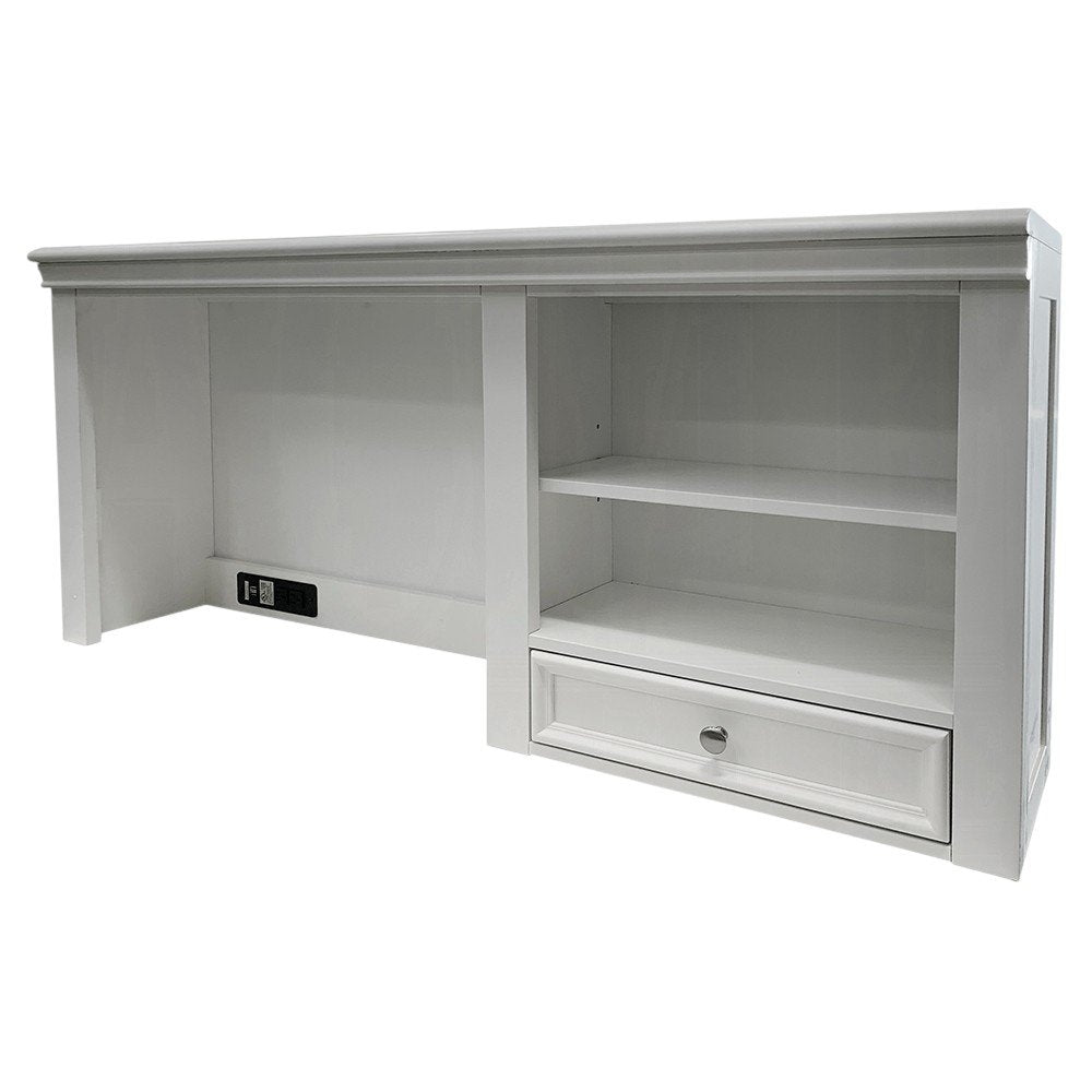 White Wood Computer Hutch With Shelf And Drawer