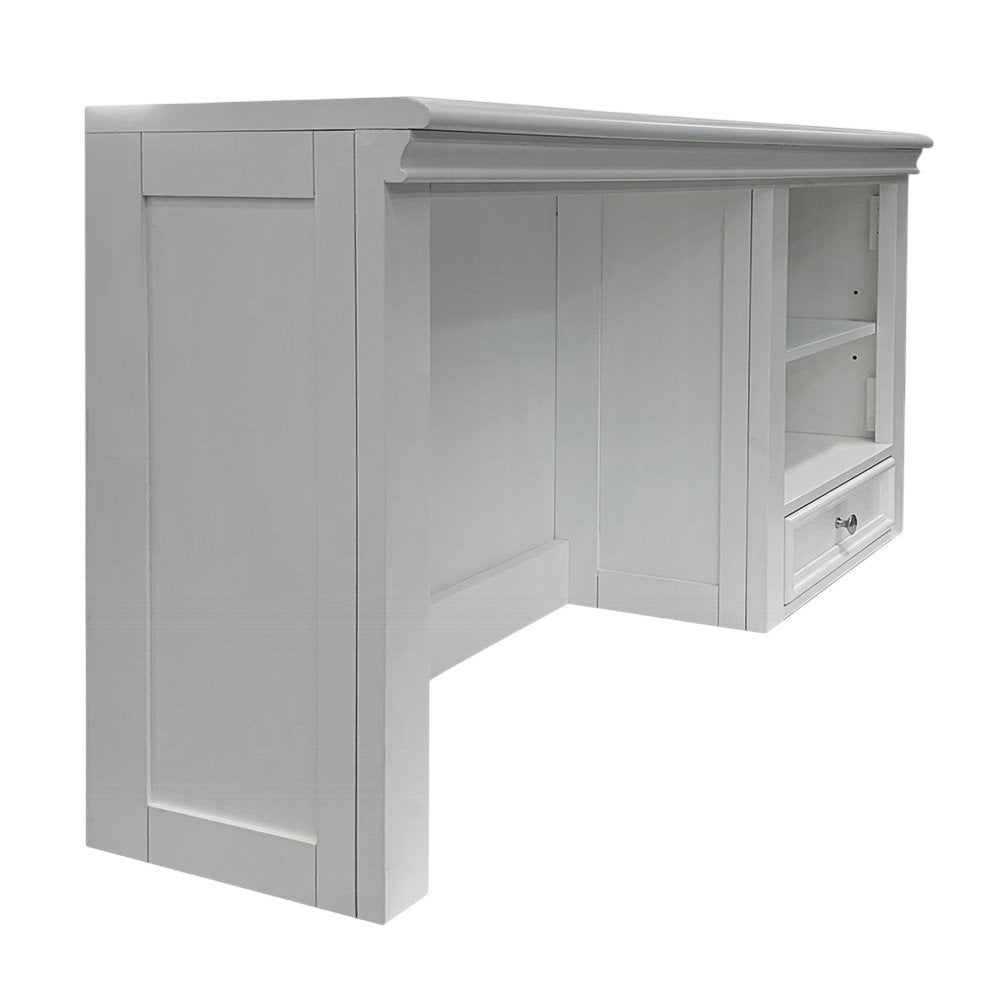 White Wood Computer Hutch With Shelf And Drawer