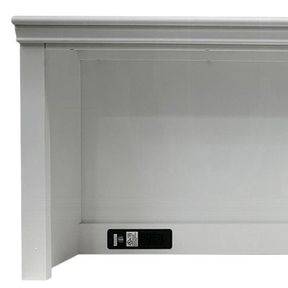 White Wood Computer Hutch With Shelf And Drawer