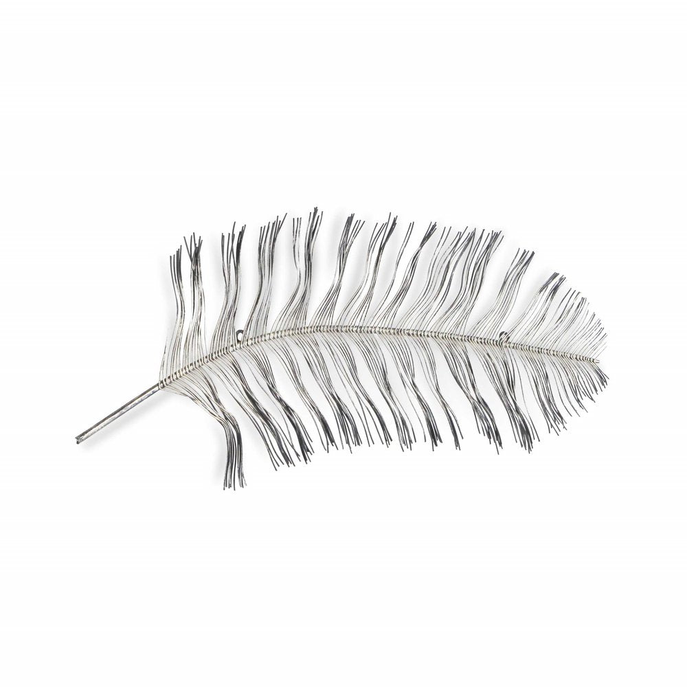 Black And Silver Metal Peacock Feather Wall Decor on a white background