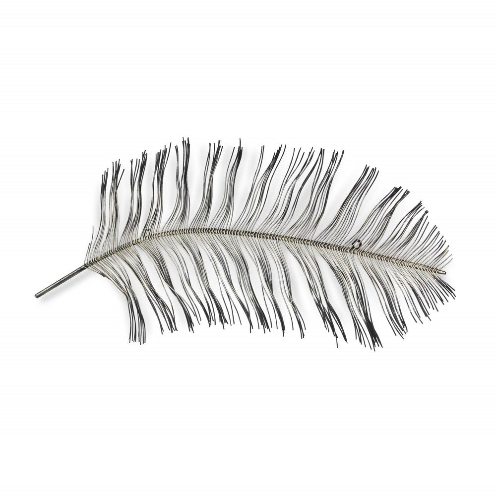 Black And Silver Metal Peacock Feather Wall Decor on a white background