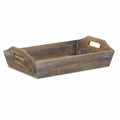 Dark Brown Finish Wood Serving Tray With Handles on a white background