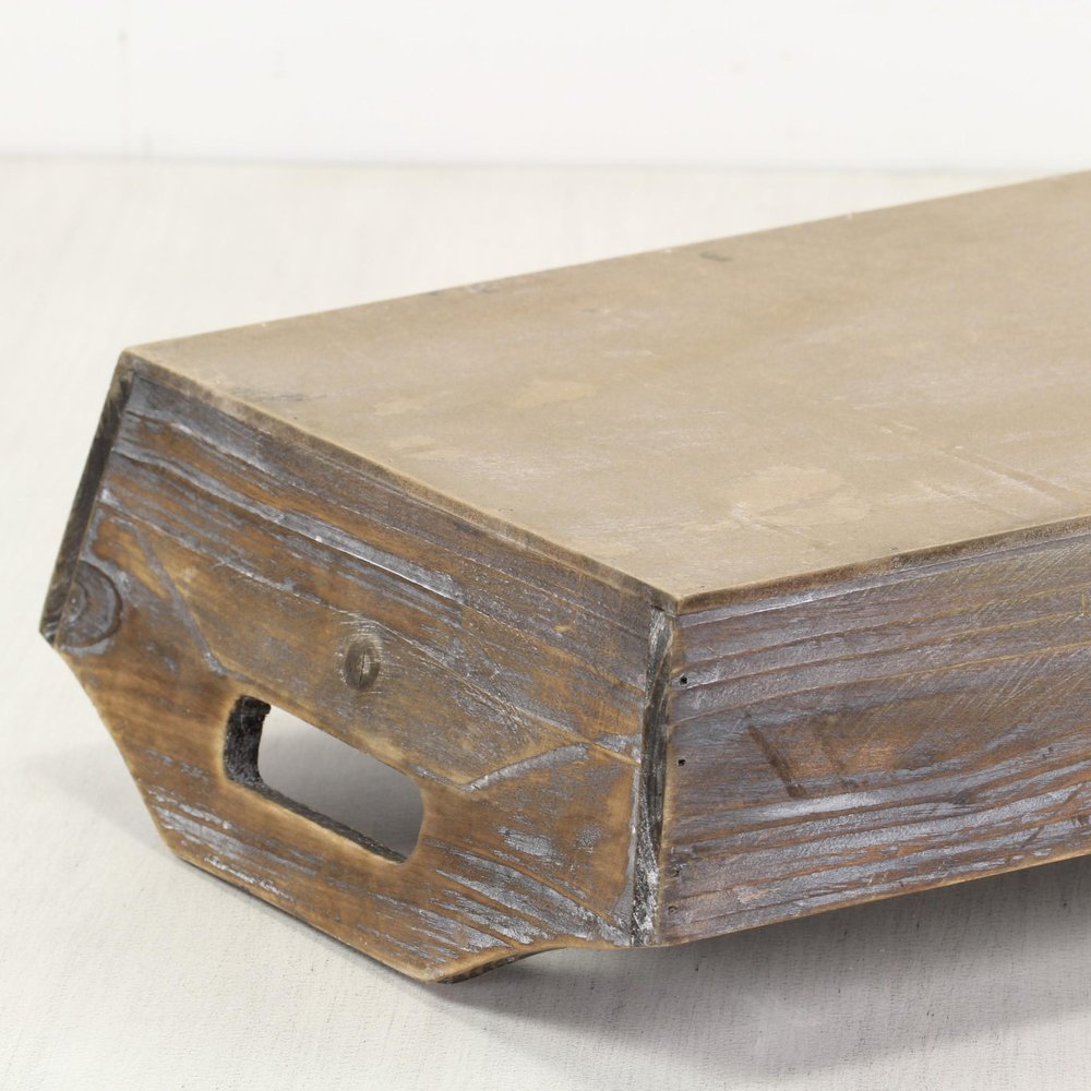 Dark Brown Finish Wood Serving Tray With Handles on a white background