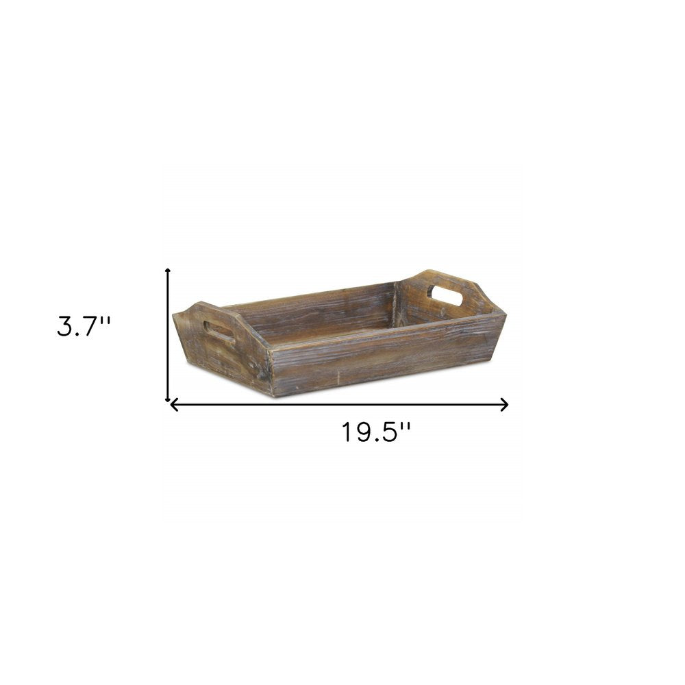 Dark Brown Finish Wood Serving Tray With Handles on a white background