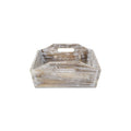 White Rustic Finish Wood Serving Tray With Handles on a white background