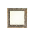 Square gray solid wood tabletop picture frame with a distressed finish on a white background.