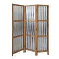 72" Brown Folding Three Panel Screen Room Divider