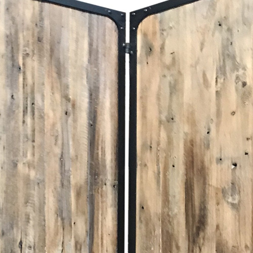 84" Brown Solid Wood Folding Four Panel Screen Room Divider - with Four Panels