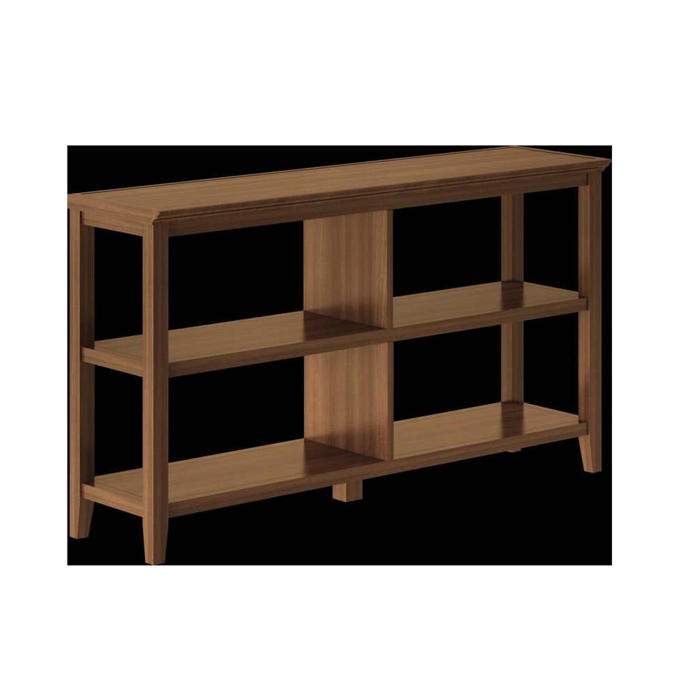 Brown Solid Wood Double Bookcase on a white background