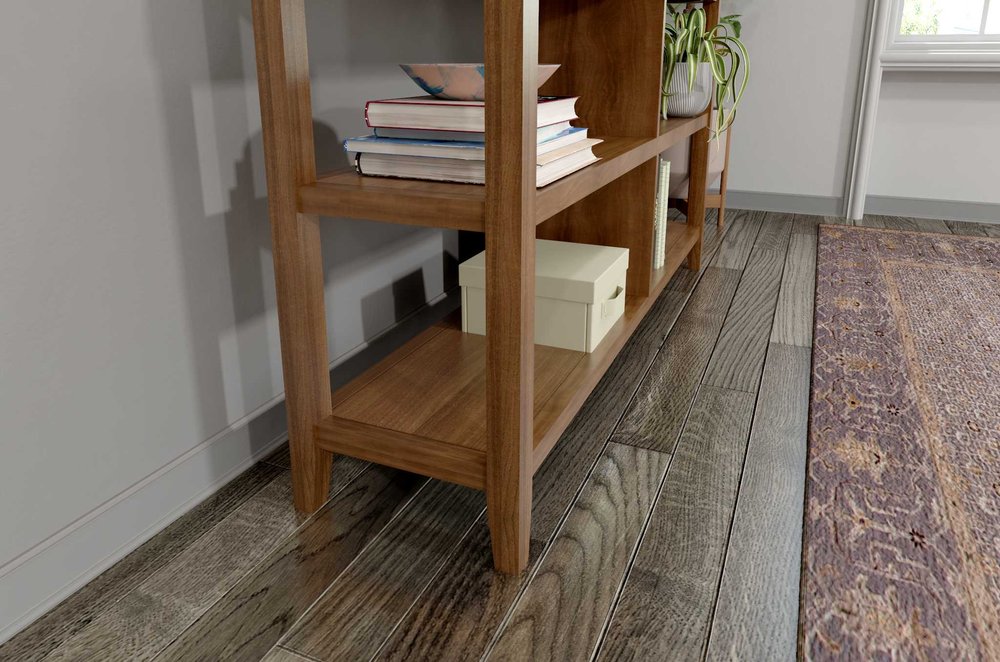 Brown Solid Wood Double Bookcase in a home interior