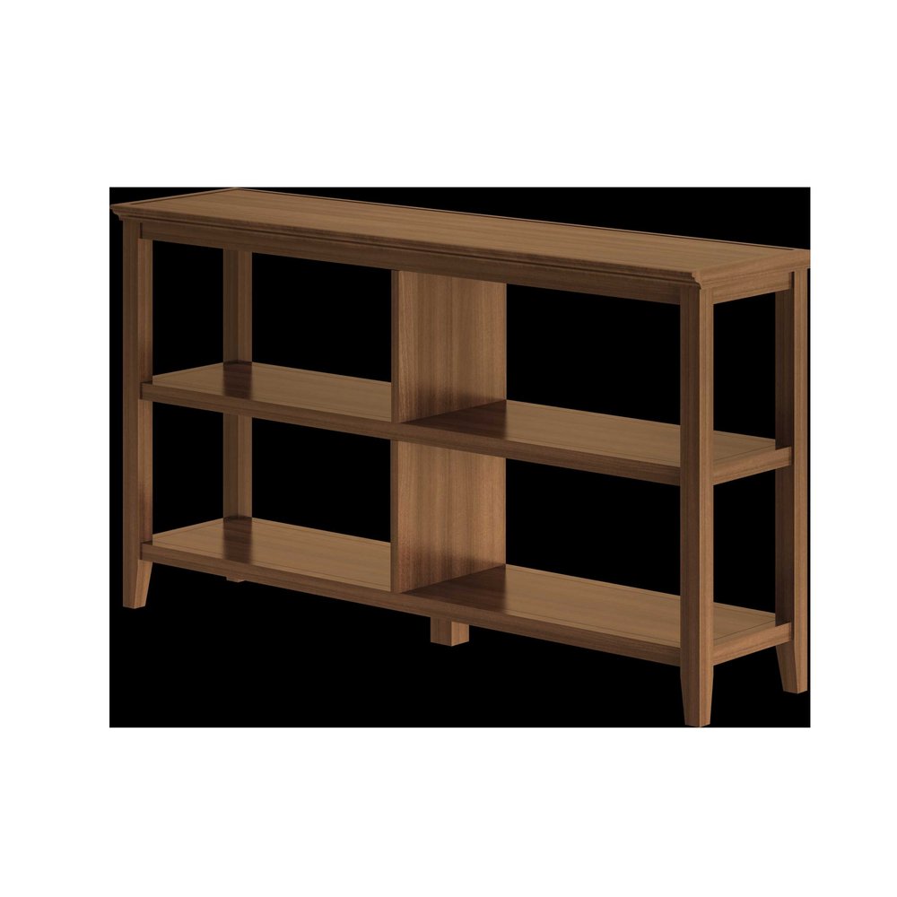 Brown Solid Wood Double Bookcase on a white background