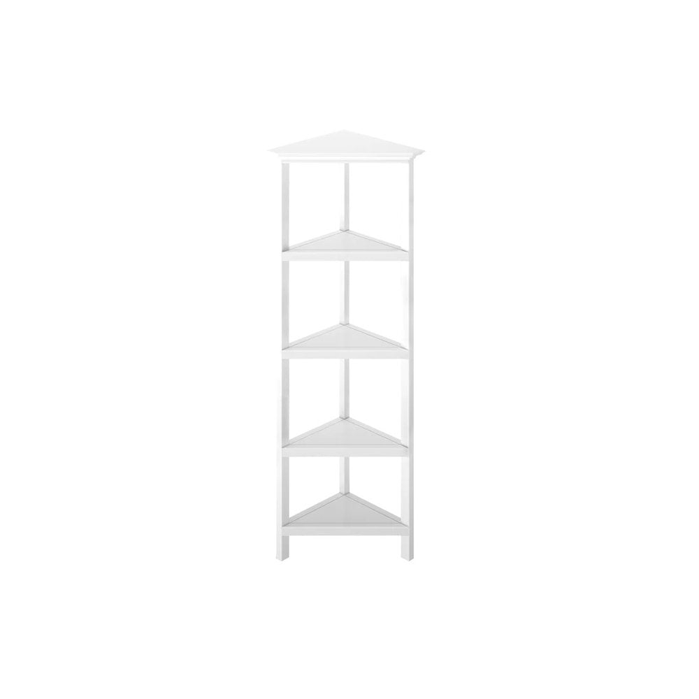 White Solid Wood Corner Bookcase on a white background