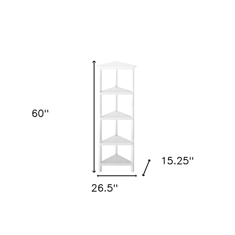 White Solid Wood Corner Bookcase on a white background