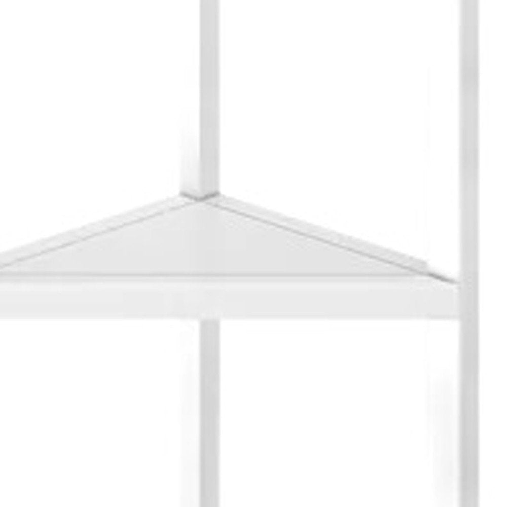 White Solid Wood Corner Bookcase on a white background