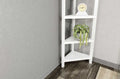 White Solid Wood Corner Bookcase on a white background