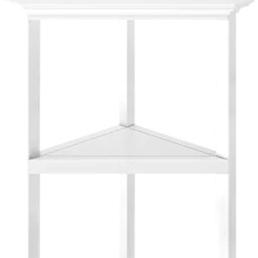 White Solid Wood Corner Bookcase on a white background