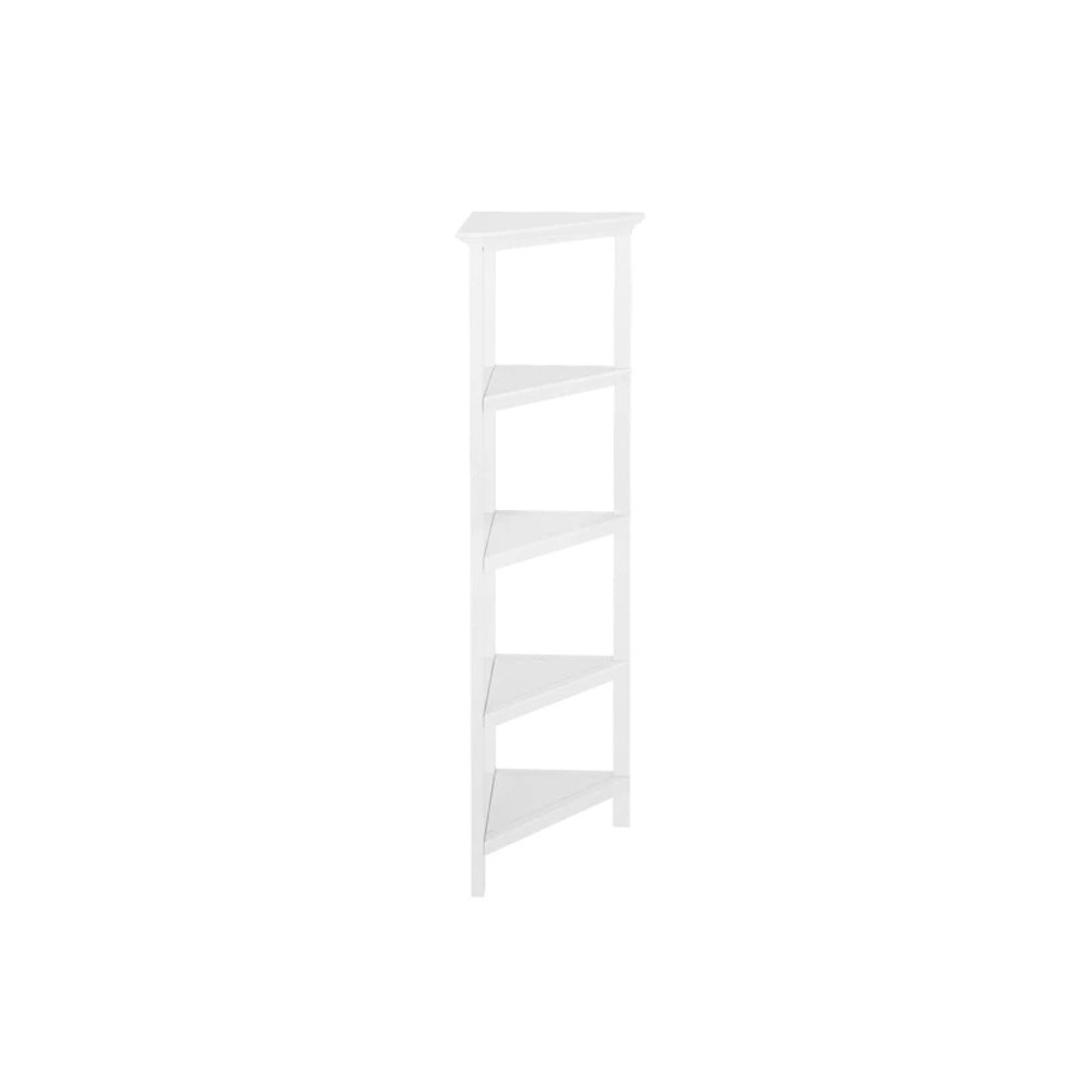 White Solid Wood Corner Bookcase on a white background