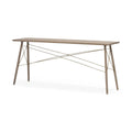 66" Brown Solid Wood Console Table. Console table isolated on a plain white background, finished in brown wood.