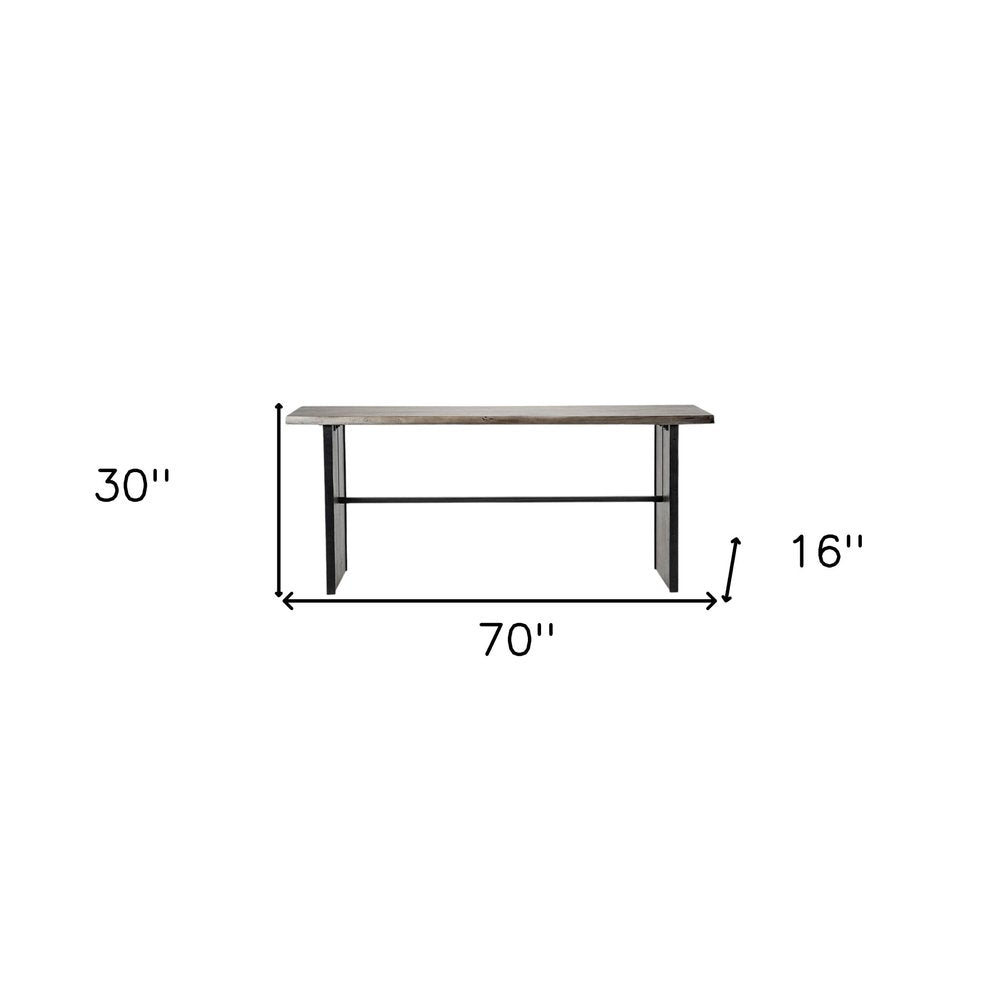 70" Brown Solid Wood Solid Console Table on a white background