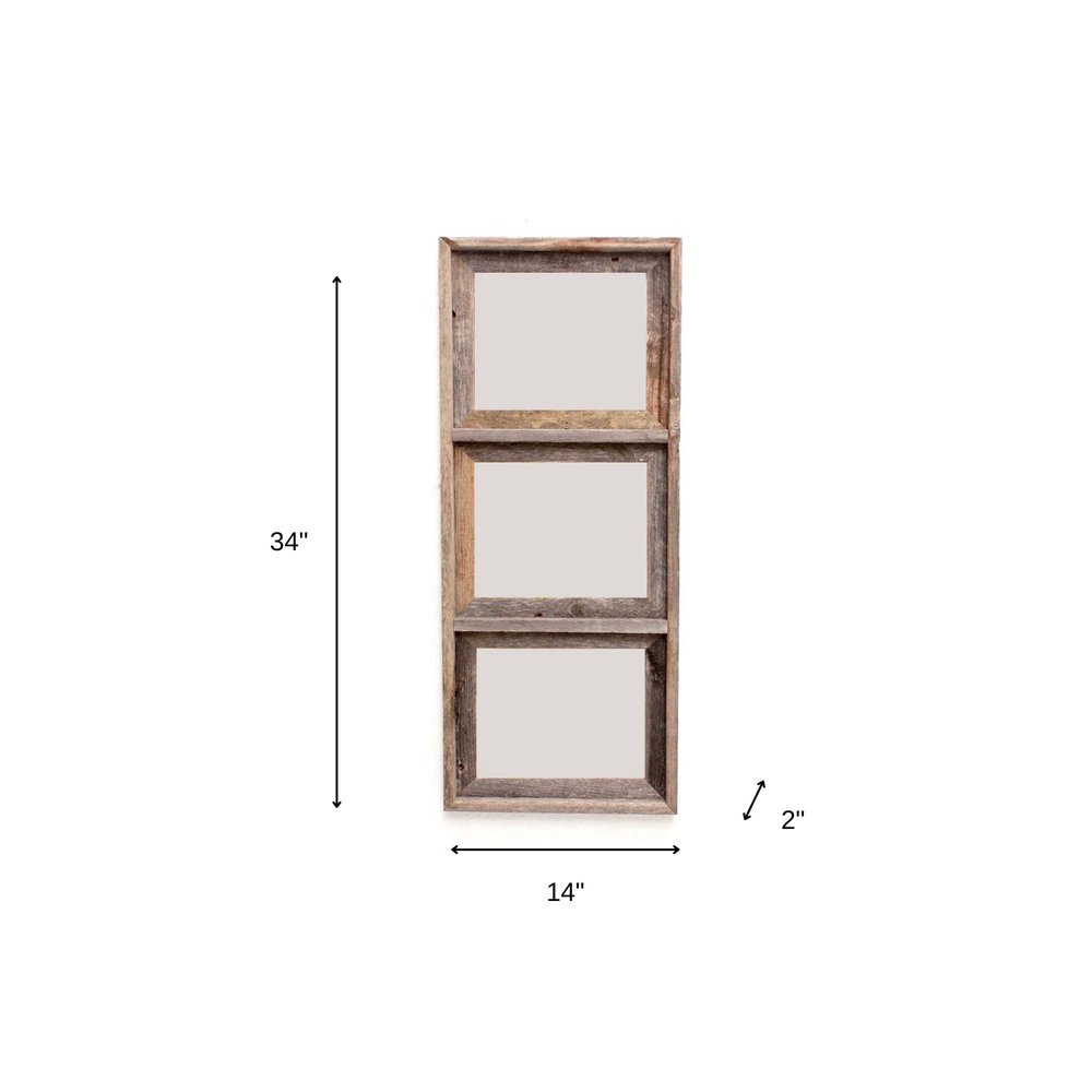8" x 10" Gray Distressed Solid Wood Hanging Picture Frame on a white background