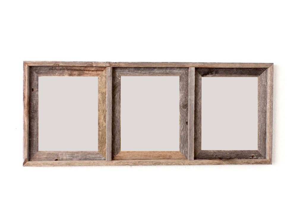 8" x 10" Gray Distressed Solid Wood Hanging Picture Frame on a white background