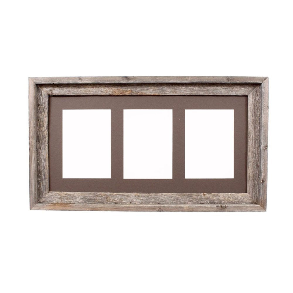 5" x 7" Gray Solid Wood Hanging Picture Frame with Mat. Picture frame isolated on a plain white background, showing a wood surface.