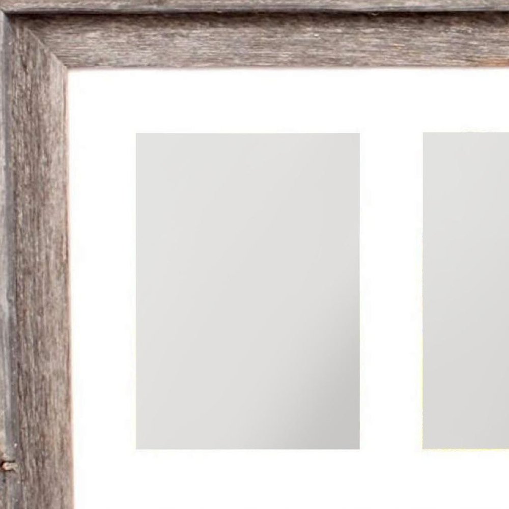 5" x 7" Natural Distressed Reclaimed Wood Hanging Picture Frame with Mat. Picture frame in tan wood.
