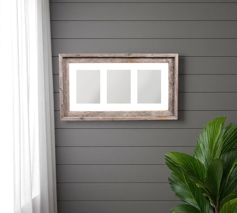 5" x 7" Natural Distressed Reclaimed Wood Hanging Picture Frame with Mat.