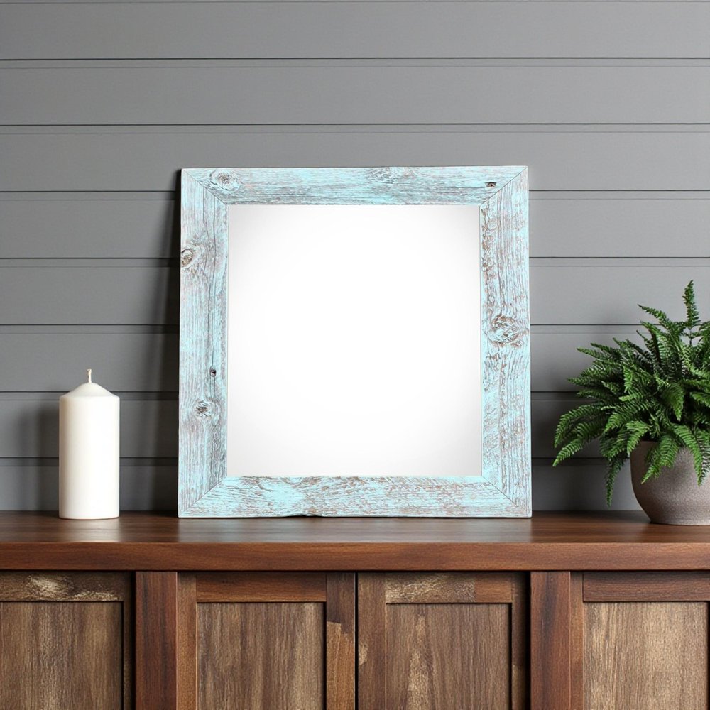 8" x 8" Blue Solid Wood Tabletop Picture Frame in a home interior