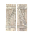 Set Of Two Rustic Weathered Grey Wood Decorative Window Shutters on a white background