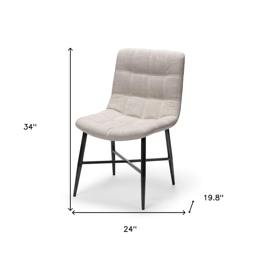 Set Of Two White And Black Upholstered Fabric Open Back Side Chairs on a white background