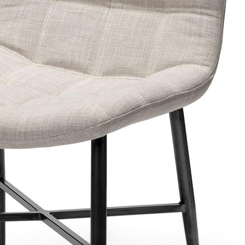 Set Of Two White And Black Upholstered Fabric Open Back Side Chairs on a white background